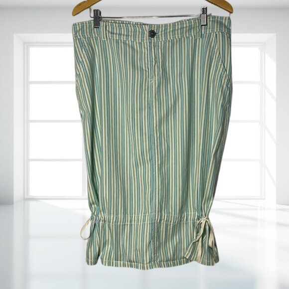 Johnny Was Striped Adjustable Drawstring Balloon Skirt Size 14 | Cotton Blend - Picture 4 of 16